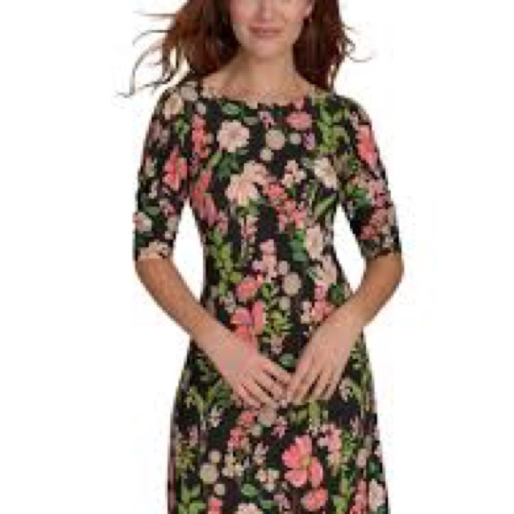 Tommy Hilfiger Black Floral Long-Sleeve Dress
